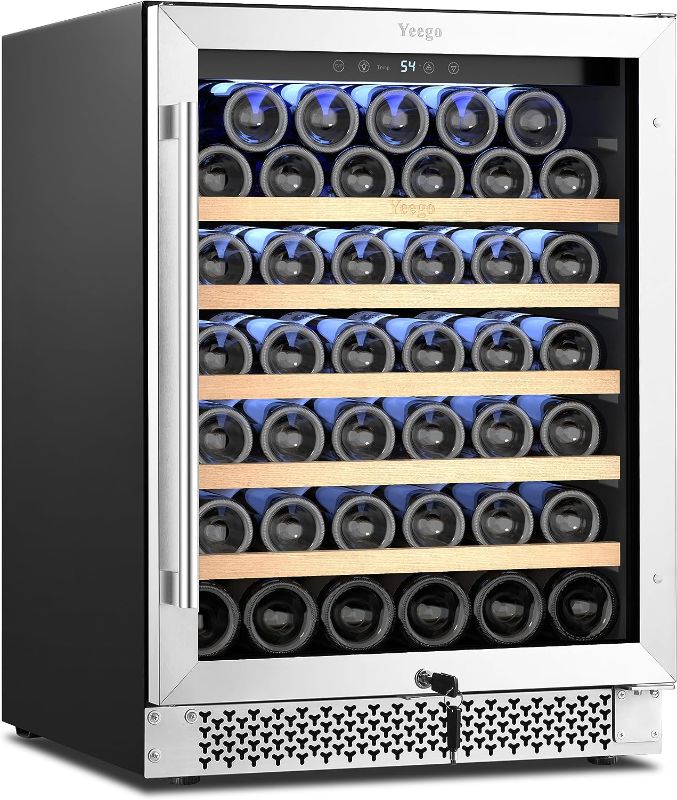 Photo 1 of Yeego Wine Cooler,24 Inch Wine Fridge 52 Bottle,with Professional Compressor,Keep Consistent Temperature Low noise Wine Refrigerator for Home Office Bar
