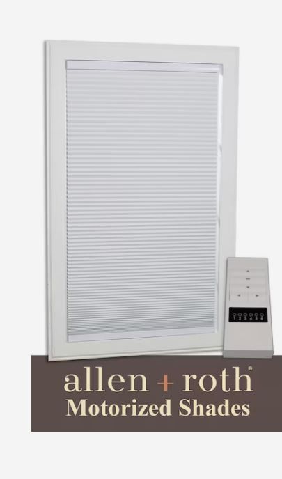 Photo 1 of allen + roth 29-in x 72-in White Blackout Cordless Motorized Cellular Shade
