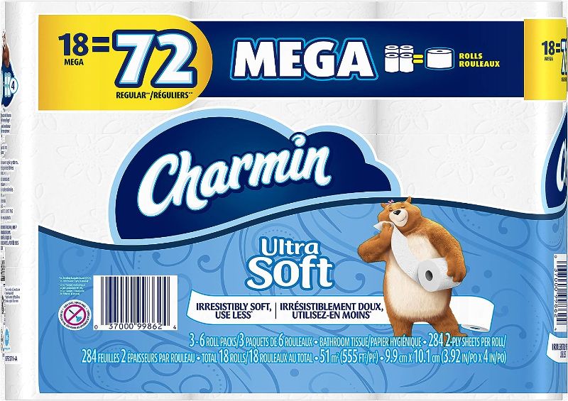 Photo 1 of Charmin Ultra Soft Toilet Paper, 18 Mega Rolls
