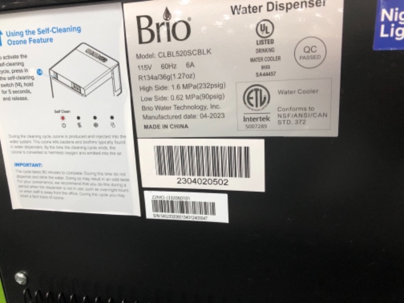 Photo 3 of *SIDE DOOR DENTED WON'T CLOSE** Brio Self Cleaning Bottom Loading Water Cooler Water Dispenser – Black Stainless Steel - 3 Temperature Settings - Hot, Room & Cold Water - UL / Energy Star Approved