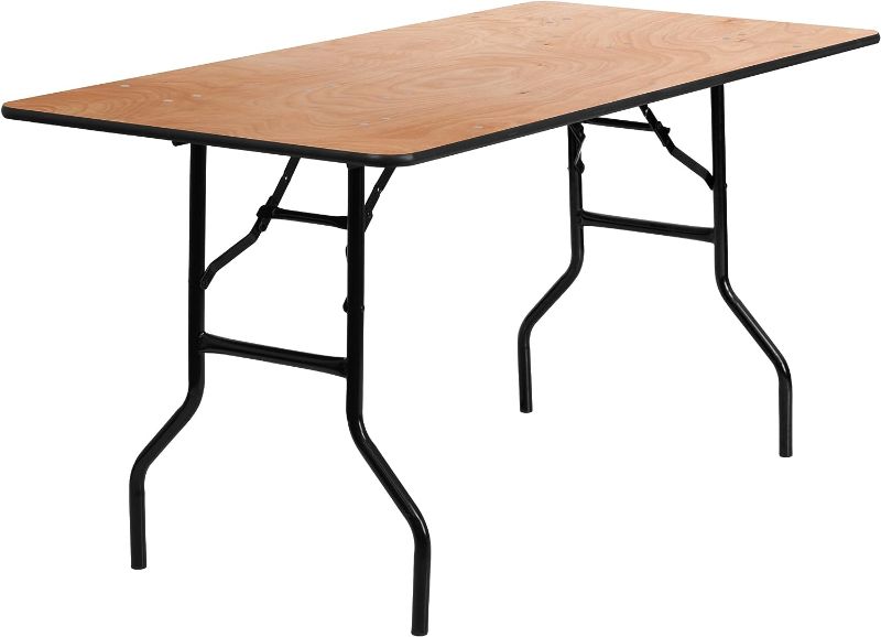 Photo 1 of *IMAGE JUST FOR REFERENCE** Flash Furniture 5-Foot Rectangular Wood Folding Banquet Table with Clear Coated Finished Top Natural