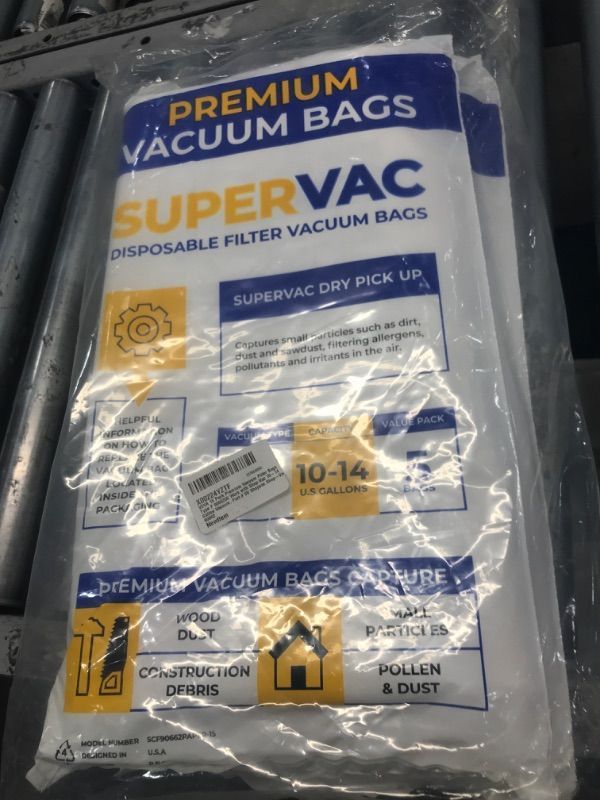 Photo 1 of 3 / 15Pack VEVA Premium SuperVac Vacuum Bags Type B 10/14 Dry Gallon Capacity
