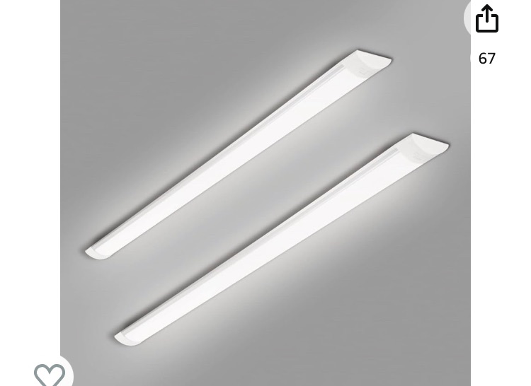 Photo 1 of *DAMAGE**TJCoLUX 2 Packs 4FT Ultra-Thin LED Batten Lights, Slim Ceiling Surface Mounted Light Fixture, Fluorescent Light Replacement for Shop, Market, Garage, Classroom, 40W, IP20, 3600lm, Netural White 4000K