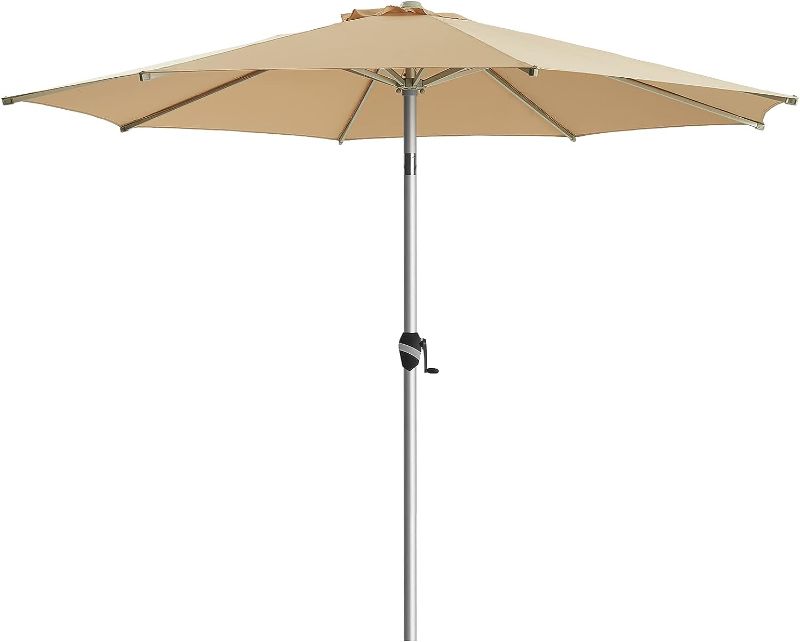 Photo 1 of *STOCK PHOTO JUST FOR REFERNCE** Tempera 9' Outdoor Market Patio Table Umbrella with Push Button Tilt and Crank,Large Sun Umbrella with Sturdy Pole&Fade Resistant Canopy, Easy to set Beige