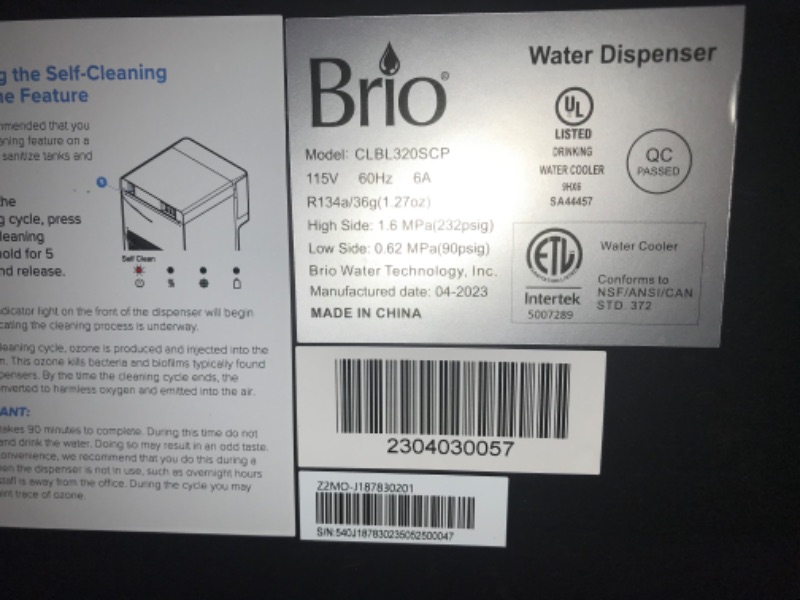 Photo 5 of ***DAMAGED - NONFUNCTIONAL - FOR PARTS - LEAKING WATER - SEE NOTES***
Brio Bottom Loading Water Cooler Water Dispenser – Essential Series