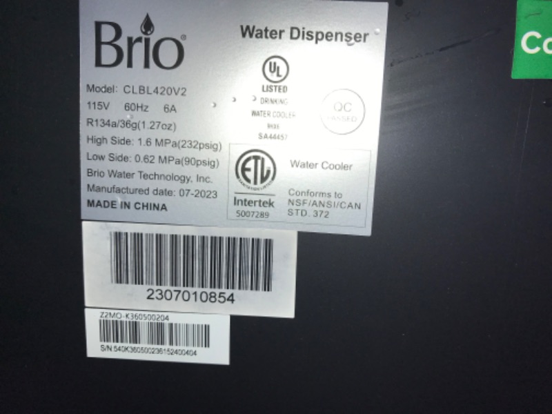 Photo 2 of *WATER LEAK** Brio CLBL420V2 Bottom Loading Water Cooler Dispenser for 3 & 5 Gallon Bottles - 3 Temperatures with Hot, Room & Cold Spouts, Child Safety Lock, LED...
