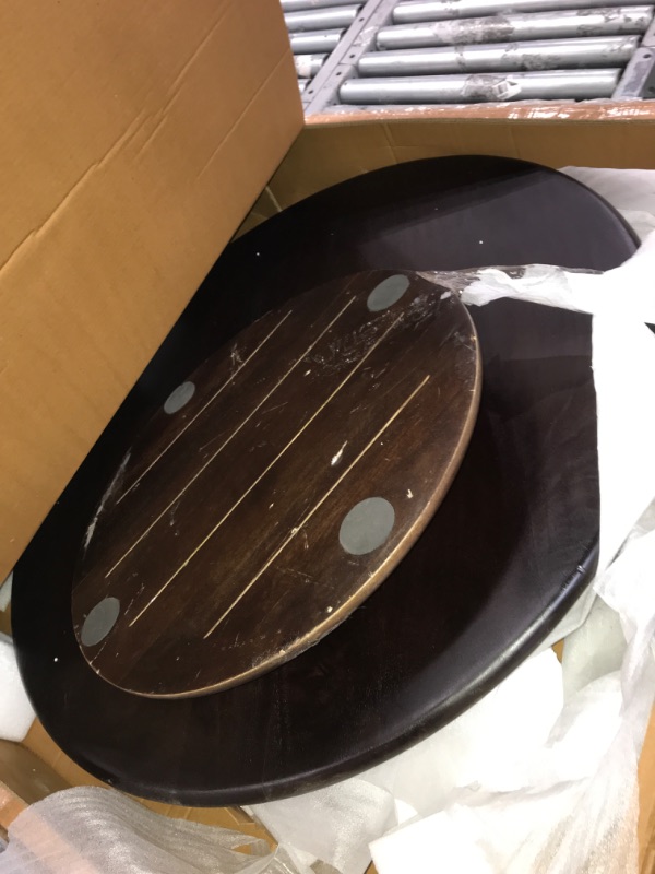 Photo 1 of *MISSING MIDDLE PIECE & HARDWARE** Creative Co-Op Berns Wood Pedestal Coffee Table, Black Walnut