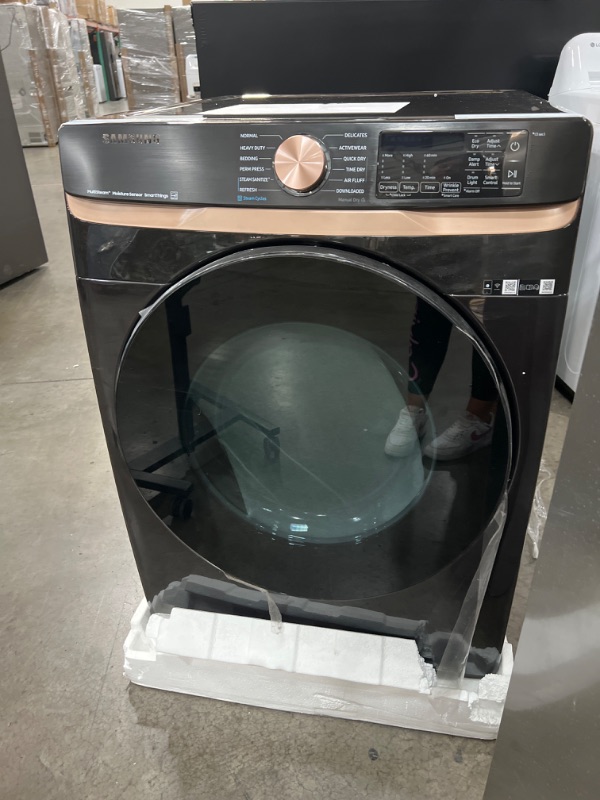 Photo 2 of Samsung 7.5-cu ft Stackable Steam Cycle Smart Electric Dryer (Brushed Black) ENERGY STAR