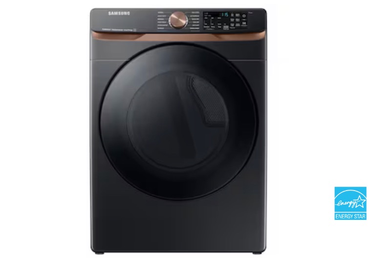 Photo 1 of Samsung 7.5-cu ft Stackable Steam Cycle Smart Electric Dryer (Brushed Black) ENERGY STAR