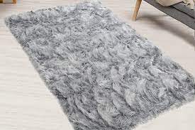 Photo 1 of 3' x 4'8" grey furry faux rug