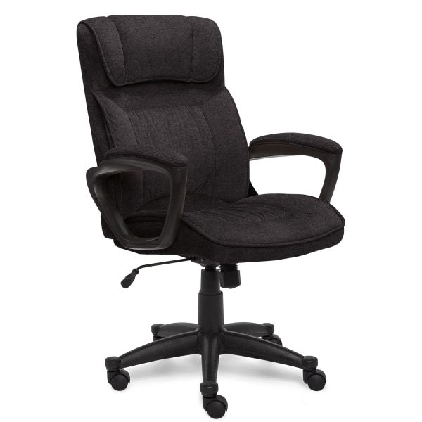 Photo 1 of Serta - Hannah Upholstered Executive Office Chair with Headrest Pillow - Charcoal Gray
