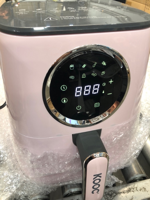 Photo 2 of [NEW] KOOC Large Air Fryer, 4.5-Quart Electric Hot Oven Cooker, Free Cheat Sheet for Quick Reference Guide, LED Touch Digital Screen, 8 in 1, Customized Temp/Time, Nonstick Basket, Pink
