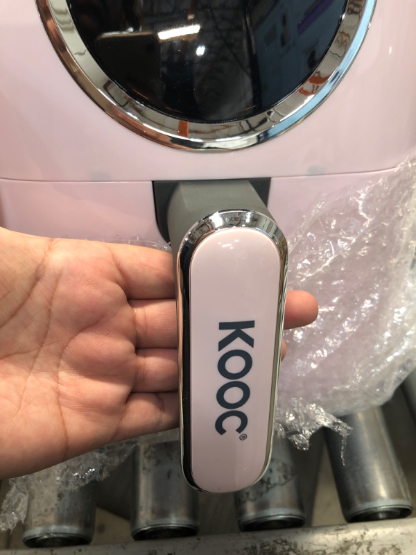 Photo 3 of [NEW] KOOC Large Air Fryer, 4.5-Quart Electric Hot Oven Cooker, Free Cheat Sheet for Quick Reference Guide, LED Touch Digital Screen, 8 in 1, Customized Temp/Time, Nonstick Basket, Pink
