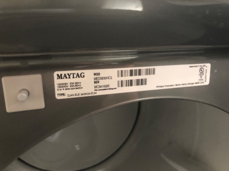 Photo 9 of Maytag 7.3-cu ft Stackable Electric Dryer (Metallic Slate) ENERGY STAR