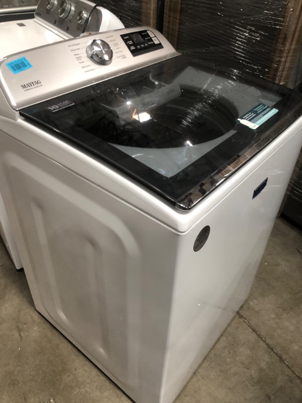 Photo 2 of ***Parts Only***Maytag Smart Capable 5.2-cu ft High Efficiency Agitator Smart Top-Load Washer (White) ENERGY STAR