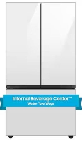 Photo 1 of Samsung Bespoke 30.1-cu ft Smart French Door Refrigerator with Dual Ice Maker and Door within Door (White Glass- All Panels) ENERGY STAR