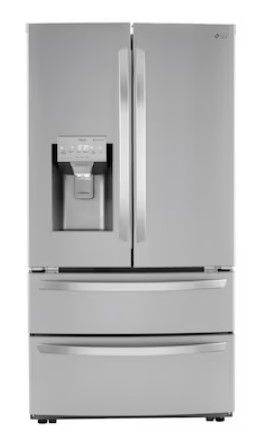 Photo 1 of 28 cu. ft. 4-Door French Door Smart Refrigerator with Ice and Water Dispenser in PrintProof Stainless Steel
