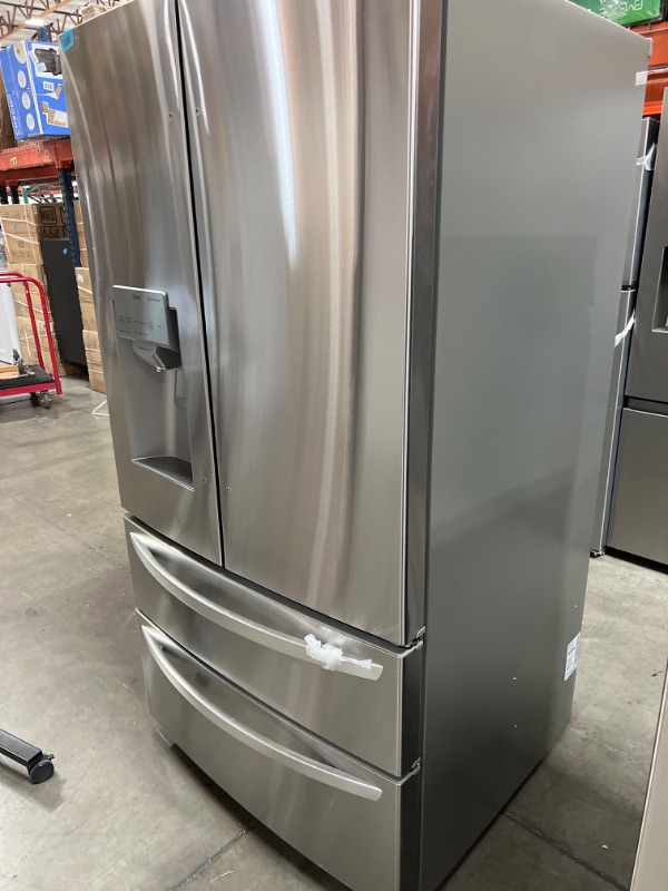 Photo 8 of 28 cu. ft. 4-Door French Door Smart Refrigerator with Ice and Water Dispenser in PrintProof Stainless Steel

