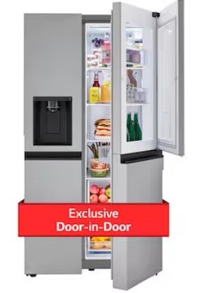 Photo 1 of LG Door in Door 27.12-cu ft Side-by-Side Refrigerator with Ice Maker (Printproof Stainless Steel)