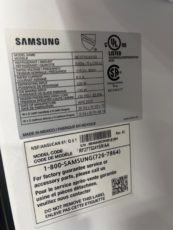 Photo 4 of Samsung 27-cu ft French Door Refrigerator with Dual Ice Maker (Fingerprint Resistant Stainless Steel) ENERGY STAR