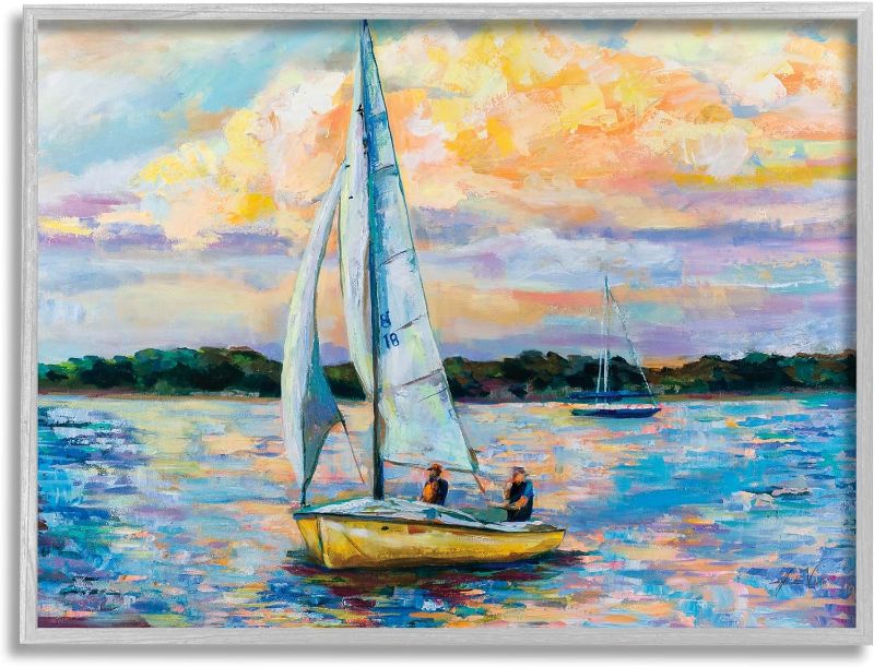 Photo 1 of  Nautical Sailboat Landscape Framed Wall Art Canvas 24" x 30 " 