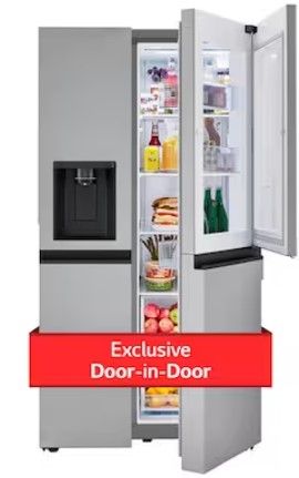 Photo 1 of LG Door in Door 27.12-cu ft Side-by-Side Refrigerator with Ice Maker (Printproof Stainless Steel)