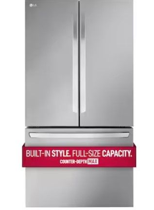 Photo 1 of LG Counter-Depth MAX 26.5-cu ft Counter-depth Smart French Door Refrigerator with Ice Maker (Stainless Steel) ENERGY STAR