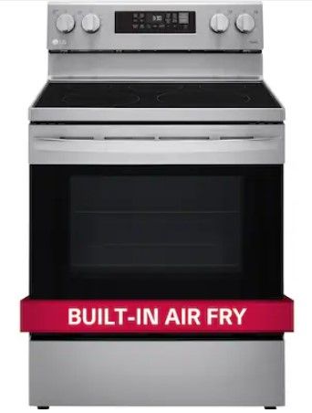 Photo 1 of LG 30-in Smooth Surface 5 Elements 6.3-cu ft Self-Cleaning Air Fry Convection Oven Freestanding Smart Electric Range (Stainless Steel)