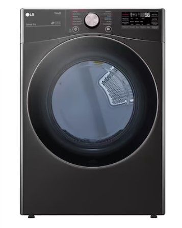 Photo 1 of LG True Steam 7.4-cu ft Stackable Steam Cycle Smart Electric Dryer (Black Steel) ENERGY STAR