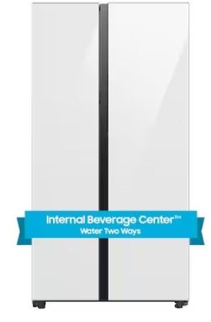 Photo 1 of Samsung Bespoke 28-cu ft Smart Side-by-Side Refrigerator with Dual Ice Maker (White Glass) ENERGY STAR