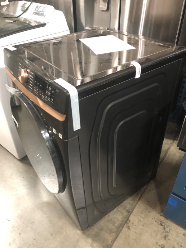 Photo 2 of Samsung 7.5-cu ft Stackable Steam Cycle Smart Electric Dryer (Brushed Black) ENERGY STAR