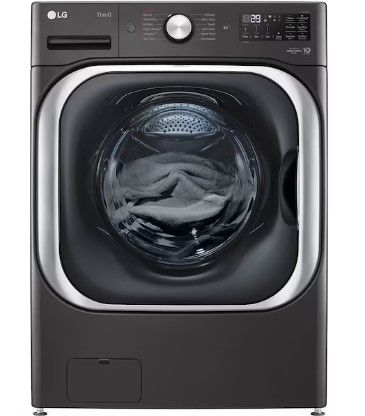 Photo 1 of LG TurboWash 5.2-cu ft High Efficiency Stackable Steam Cycle Smart Front-Load Washer (Black Steel) ENERGY STAR