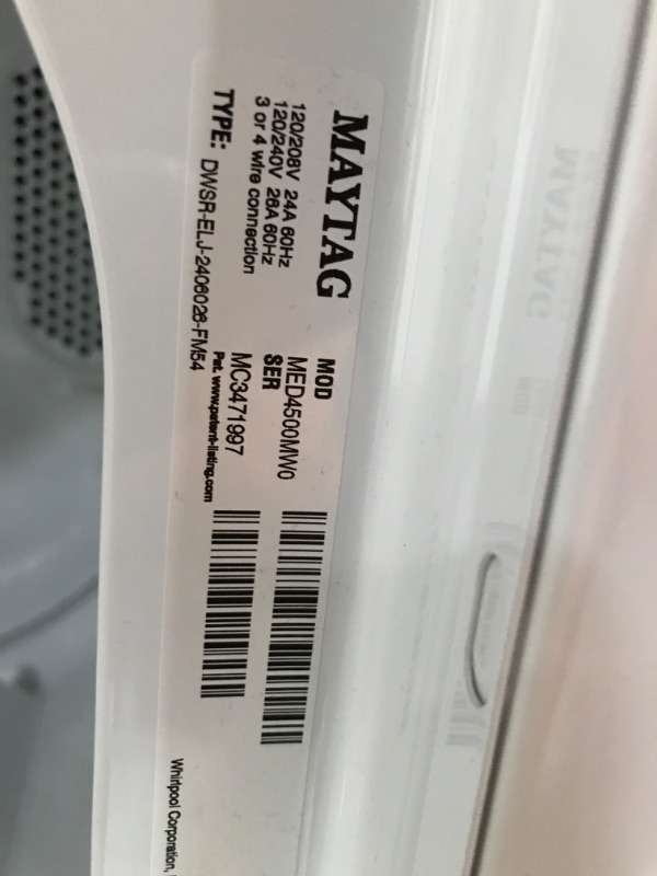 Photo 4 of Maytag 7-cu ft Electric Dryer (White)
