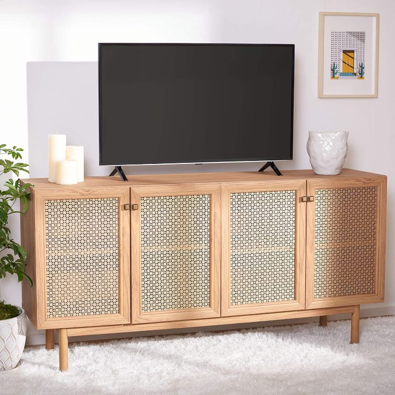 Photo 1 of *BOX 2 OF 2 ONLY* Safavieh Home Collection Piran Oak and Gold 4-Door 2-Shelf Media (65-inch Flat Screen) TV Stand
