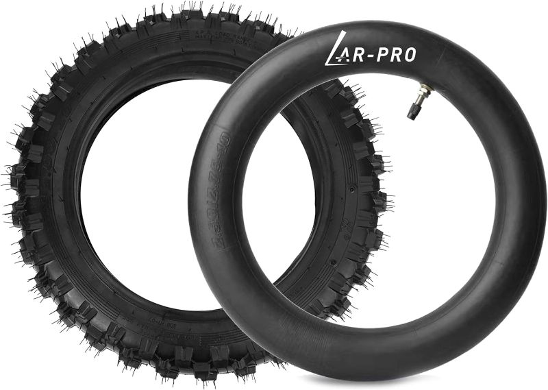 Photo 1 of 2.5-10" Off-Road Tire and Inner Tube Set - Dirt Bike Tire with 10-Inch Rim and 2.5/2.75-10 Dirt Bike Inner Tube Replacement Compatible with Honda CRF50/XR50, Suzuki DRZ70/JR50, and Yamaha PW50
