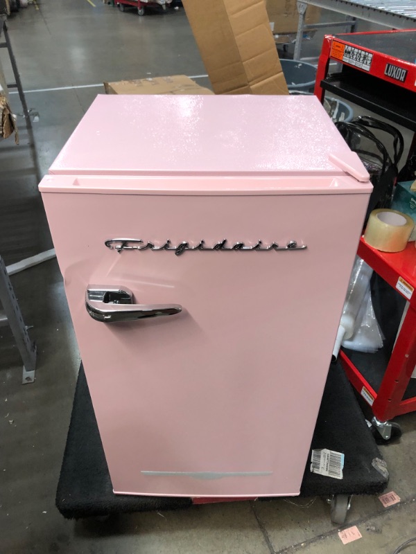 Photo 2 of FRIGIDAIRE EFR376 Retro Bar Fridge Refrigerator with Side Bottle Opener, 3.2 cu. Ft, Pink/Coral
