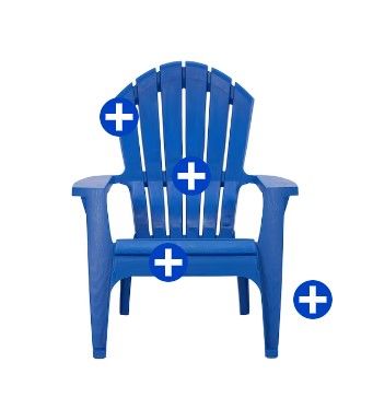 Photo 1 of Adams Manufacturing RealComfort Stackable Blue Resin Frame Stationary Adirondack Chair(s) with Solid Seat