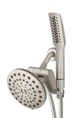 Photo 1 of 12-Spray Patterns with 1.8 GPM 7 in. Wall Mount High Pressure Dual Shower Head and Wand Shower Head in Brushed Nickel
