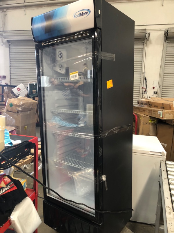 Photo 2 of 24 in. W 12 cu. ft. Commercial Upright Display Glass Door Beverage Refrigerator in Black
