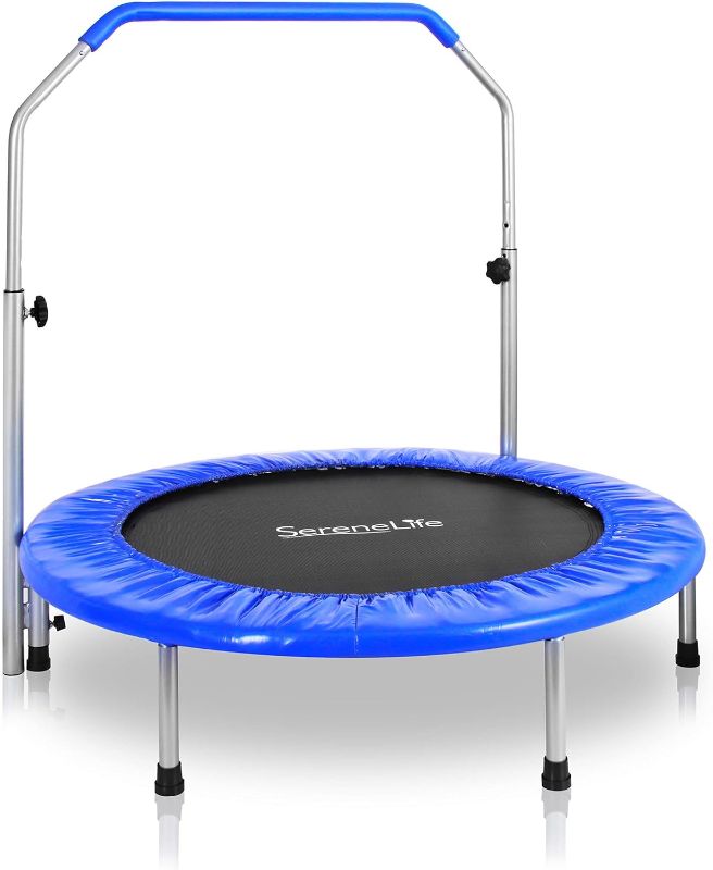 Photo 1 of ***Parts Only***SereneLife Portable & Foldable Trampoline - 40" in-Home Mini Rebounder with Adjustable Handrail, Fitness Body Exercise - SLSPT409, Blue Trampoline 