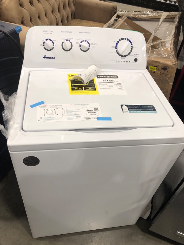 Photo 1 of Amana 3.8-cu ft High Efficiency Agitator Top-Load Washer (White)
