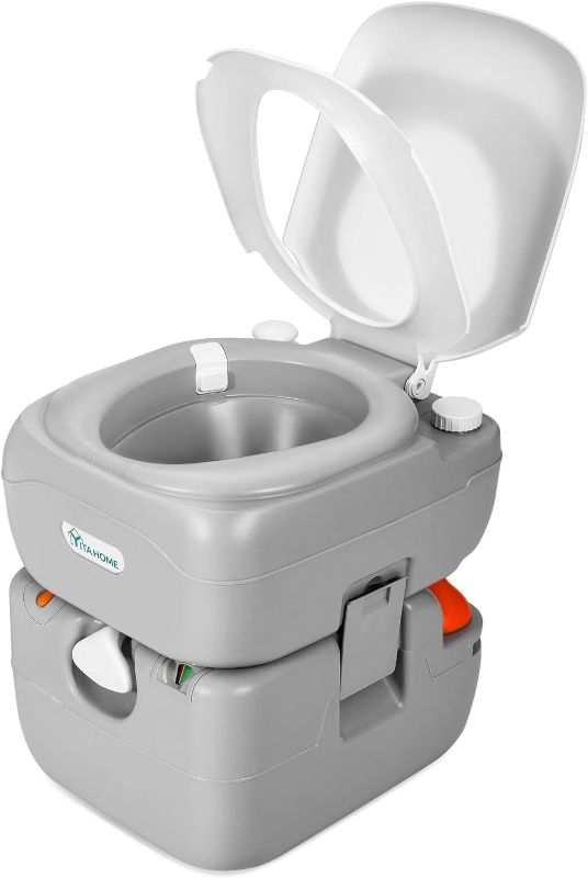 Photo 1 of  5.8 Gallon Portable Toilet with Level Indicator and Rotatable Spout for Outdoor, Indoor, RV, Boat, Camper, Worksite, Travel