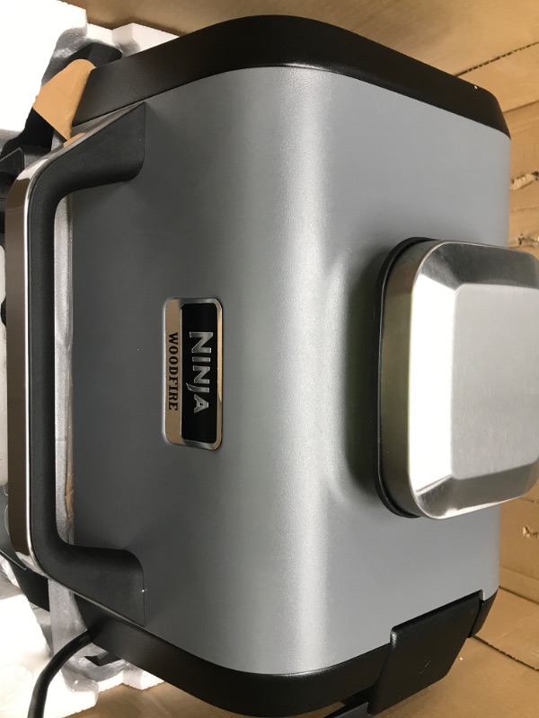 Photo 2 of Ninja OG751 Woodfire Pro Outdoor Grill with Built-In Thermometer, 7-in-1 Master Grill, BBQ Smoker, & Outdoor Air Fryer Plus Bake, Roast, Dehydrate & Broil, Woodfire Technology, Weather-Resistant, Grey Smart Thermometer + Woodfire Grill