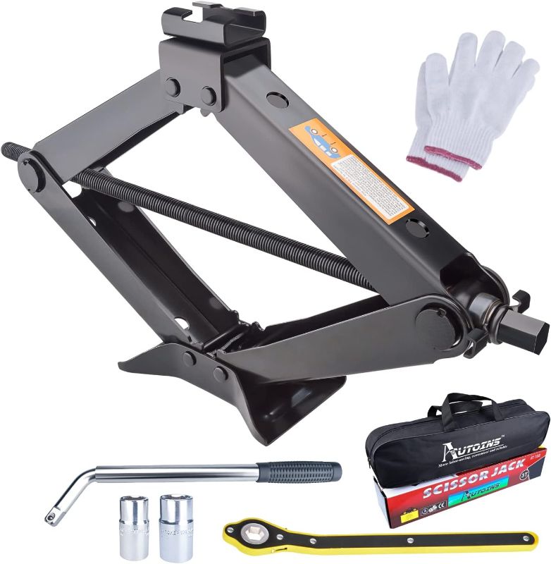 Photo 2 of *READ NOTES* AUTOINS Scissor Jack Set- 3 Ton (6614 lbs) Car Jack Kit Auto - Smart Mechanism with Hand Crank/Wrench/Lug Wrench Thickened Base for Car SUV MPV