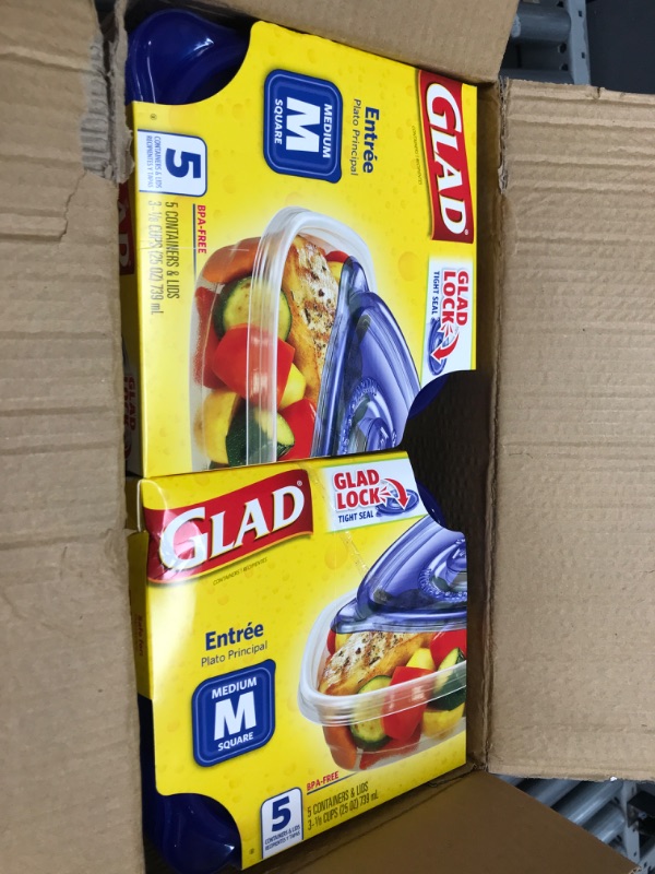 Photo 3 of *READ COMMENTS* Glad Medium Square Food Storage Containers for Everyday Use | Medium Square Food Storage Containers Hold up to 25 Ounces of Food (25 Oz) |5 Count, Standard Food Containers Square 25 oz - 5 Count