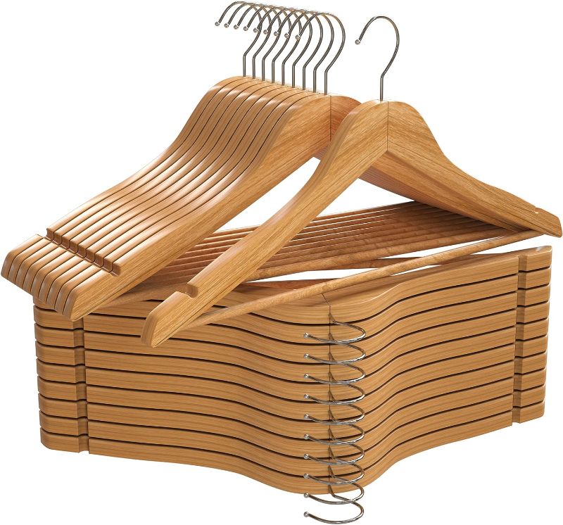 Photo 1 of ( only13 ) Utopia Home Premium Wooden Hangers 20 Pack - Durable & Slim Coat Hanger - Suit Hangers with 360-Degree Rotatable Hook - Wood Hangers with Shoulder Grooves (Natural Color)
