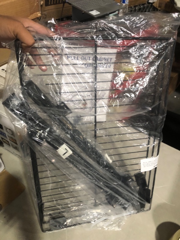 Photo 1 of (UISED AND MISSING PARTS) G-TING Pull Out Cabinet Organizer, Heavy Duty Slide Out Pantry Shelves Sliding Drawer Storage for Home, Kitchen, Bathroom, 13.97" W x 20.98" D, Request at Least 15 inch Cabinet Opening, Black Black 13.97" W x 20.98" D