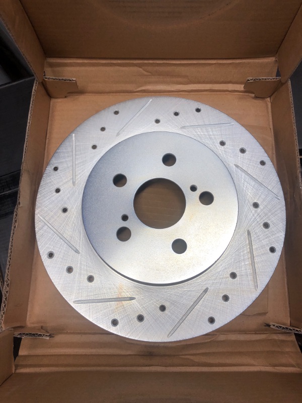 Photo 6 of Drilled and Slotted Silver Zinc Brake Rotor 631-75029L + Drilled and Slotted Silver Zinc Brake Rotor 631-75029R + Dynamic Friction 631-76087R + Dynamic Friction 631-76087L (full set of 4 rotors)