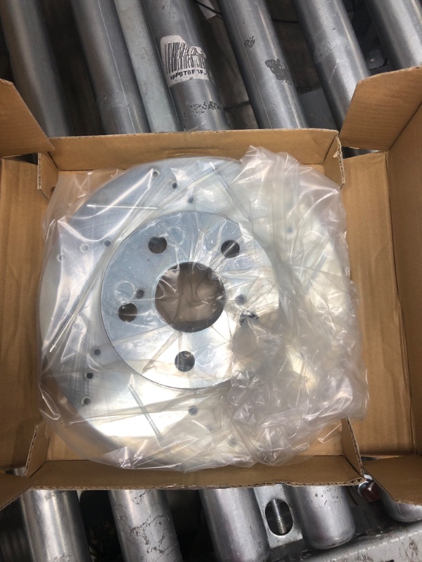 Photo 8 of Drilled and Slotted Silver Zinc Brake Rotor 631-75029L + Drilled and Slotted Silver Zinc Brake Rotor 631-75029R + Dynamic Friction 631-76087R + Dynamic Friction 631-76087L (full set of 4 rotors)