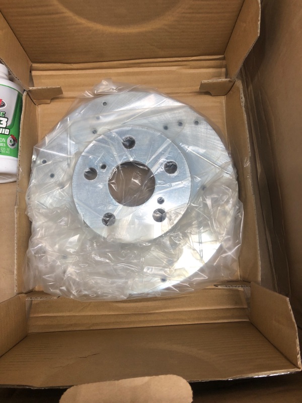 Photo 5 of Drilled and Slotted Silver Zinc Brake Rotor 631-75029L + Drilled and Slotted Silver Zinc Brake Rotor 631-75029R + Dynamic Friction 631-76087R + Dynamic Friction 631-76087L (full set of 4 rotors)